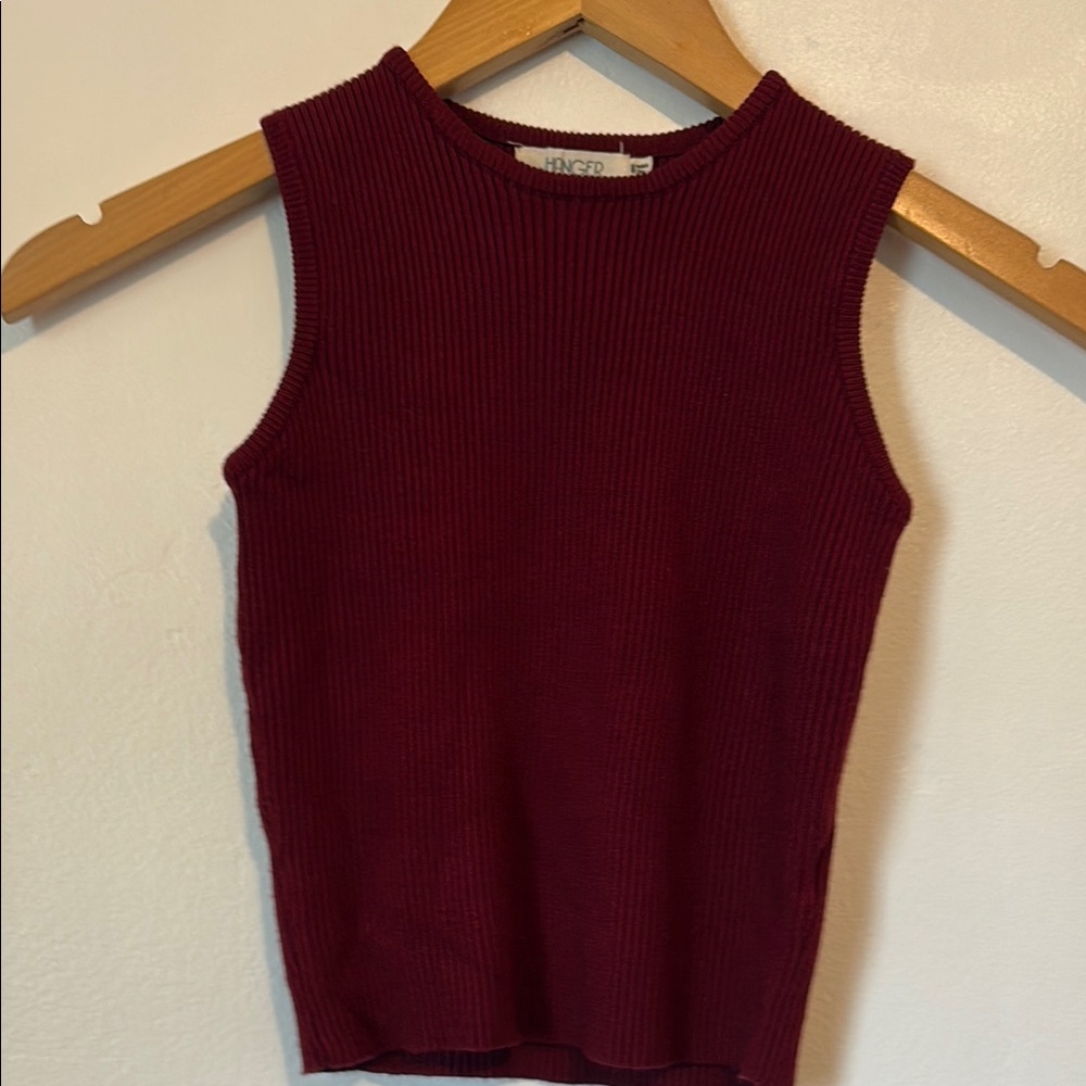 The Hanger Red Ribbed Fitted Sleeveless Tank Top